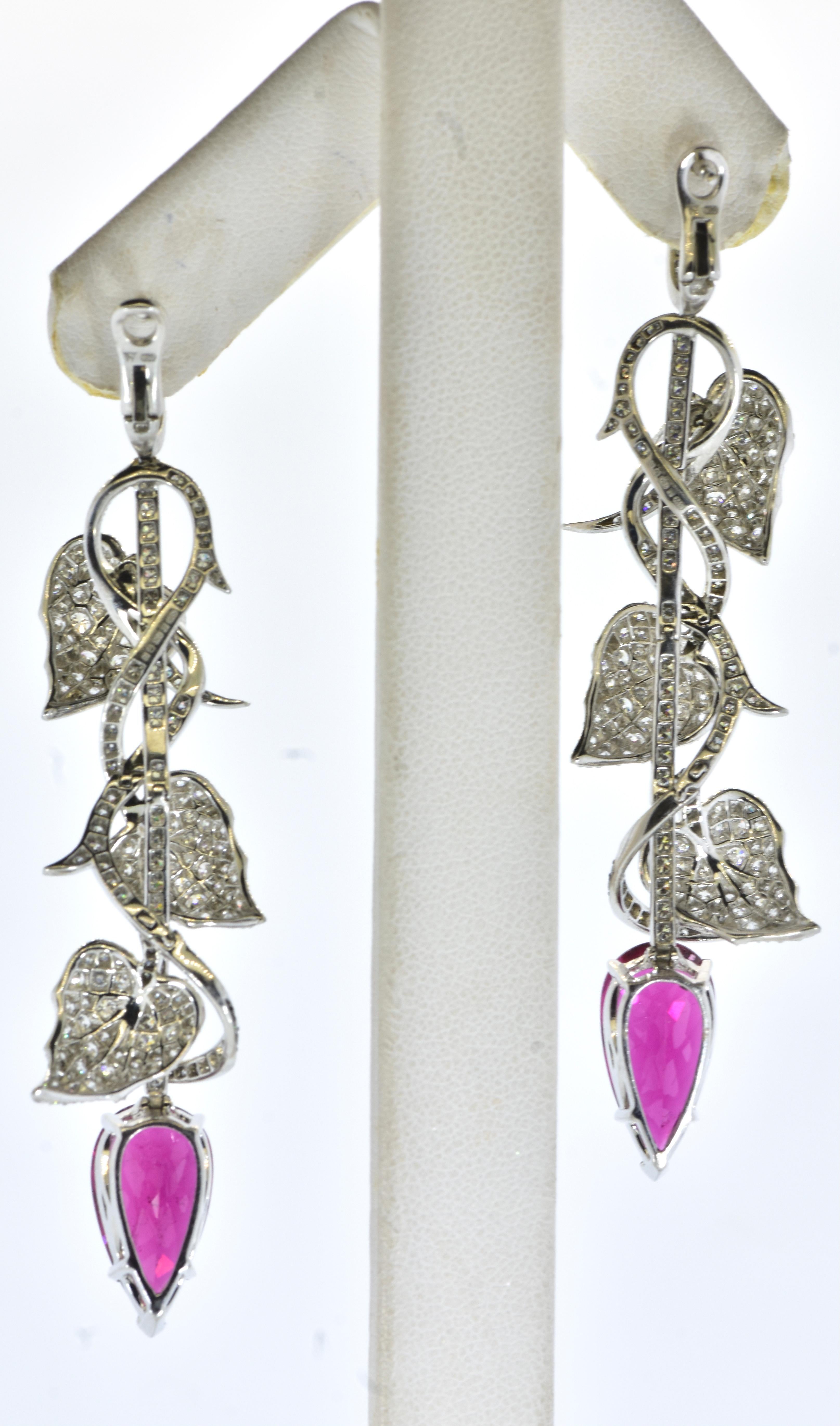 Stephen Webster Rubellite and Diamond Dramatic Hanging Earrings, London, c. 2022 For Sale 2