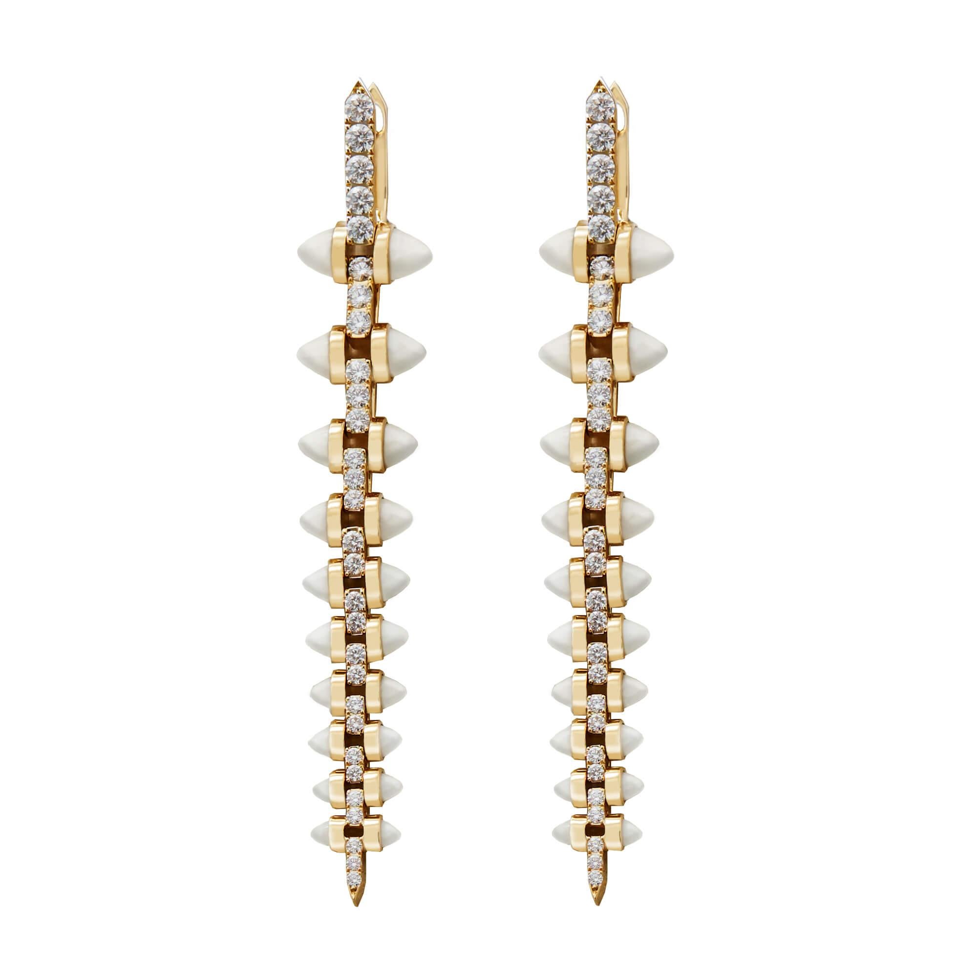 Stephen Webster Russian Roulette Mother of Pearl and Diamond Stiletto Earrings