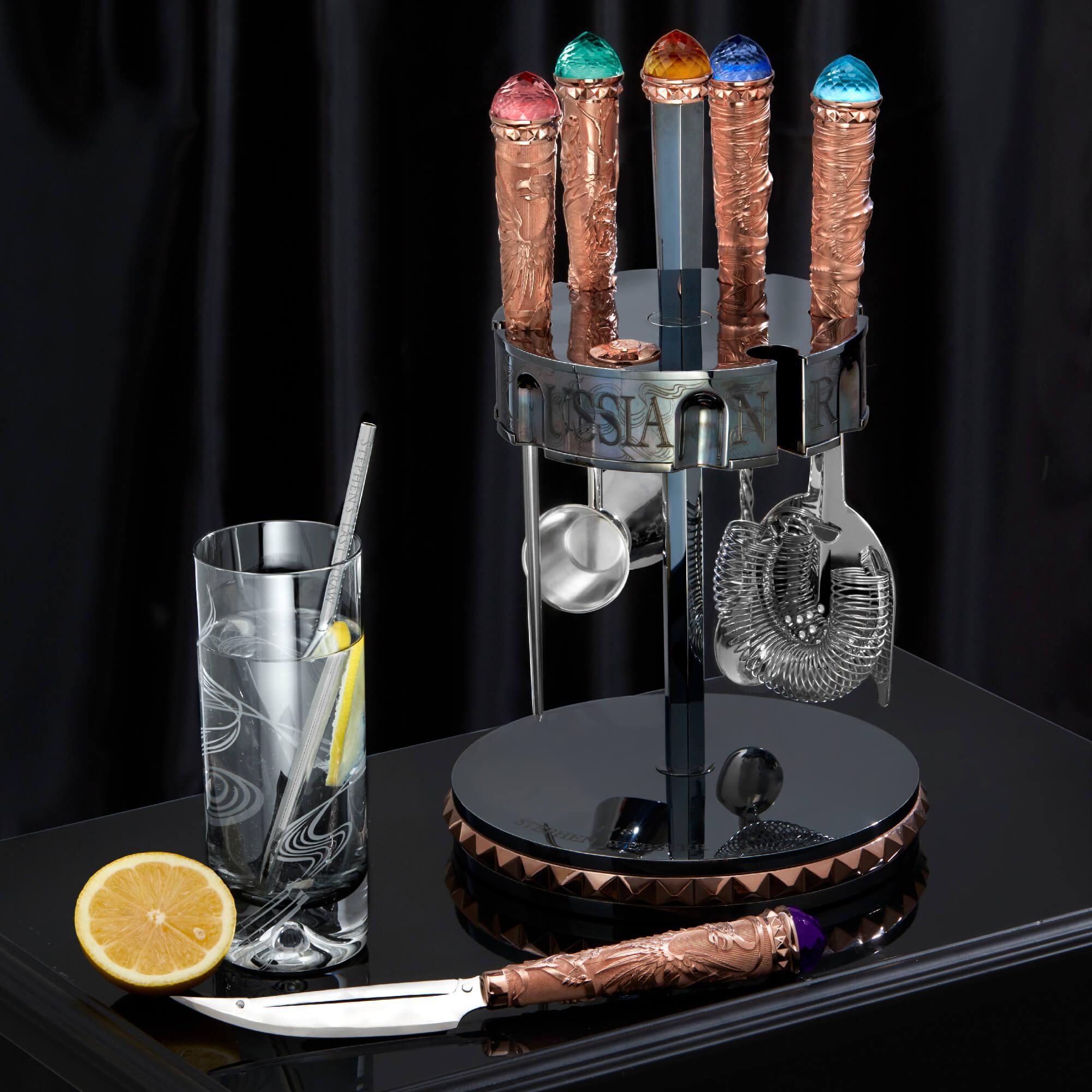 British Stephen Webster Russian Roulette Rose Gold Vodka Bar Tool Kit For Sale