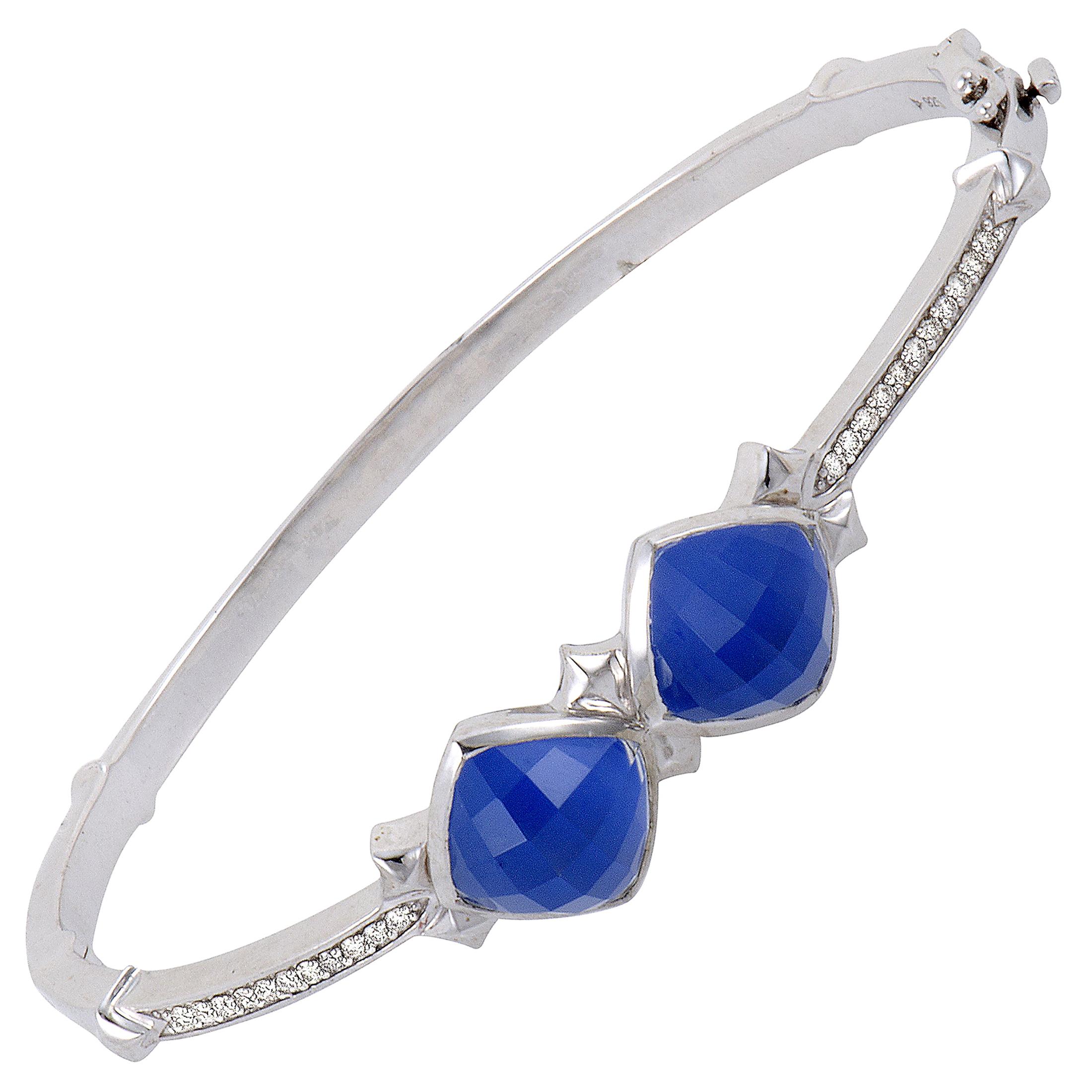 Stephen Webster Silver Diamond Agate and Quartz Bangle Bracelet