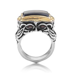 Stephen Webster Silver and Yellow Gold Black Jade & Garnet Gargoyle Ring