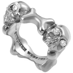 Stephen Webster Skull and Bones Sterling Silver Diamond Ring