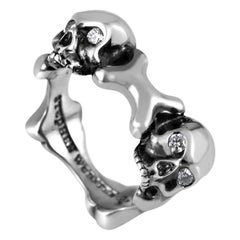 Stephen Webster Skull and Bones Sterling Silver Diamond Skull Ring