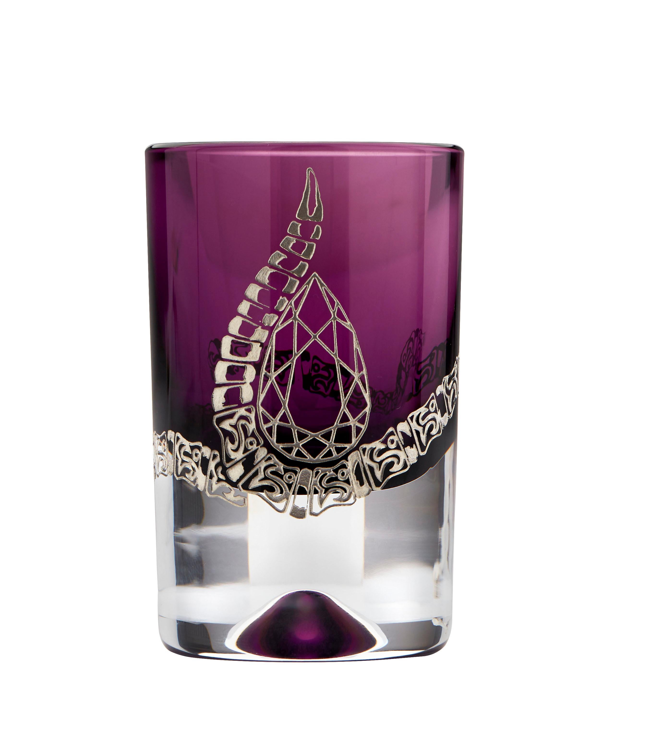 Women's or Men's Stephen Webster Smoke and Amethyst Colored Tequila Glass Set, Set of 4 Glasses For Sale