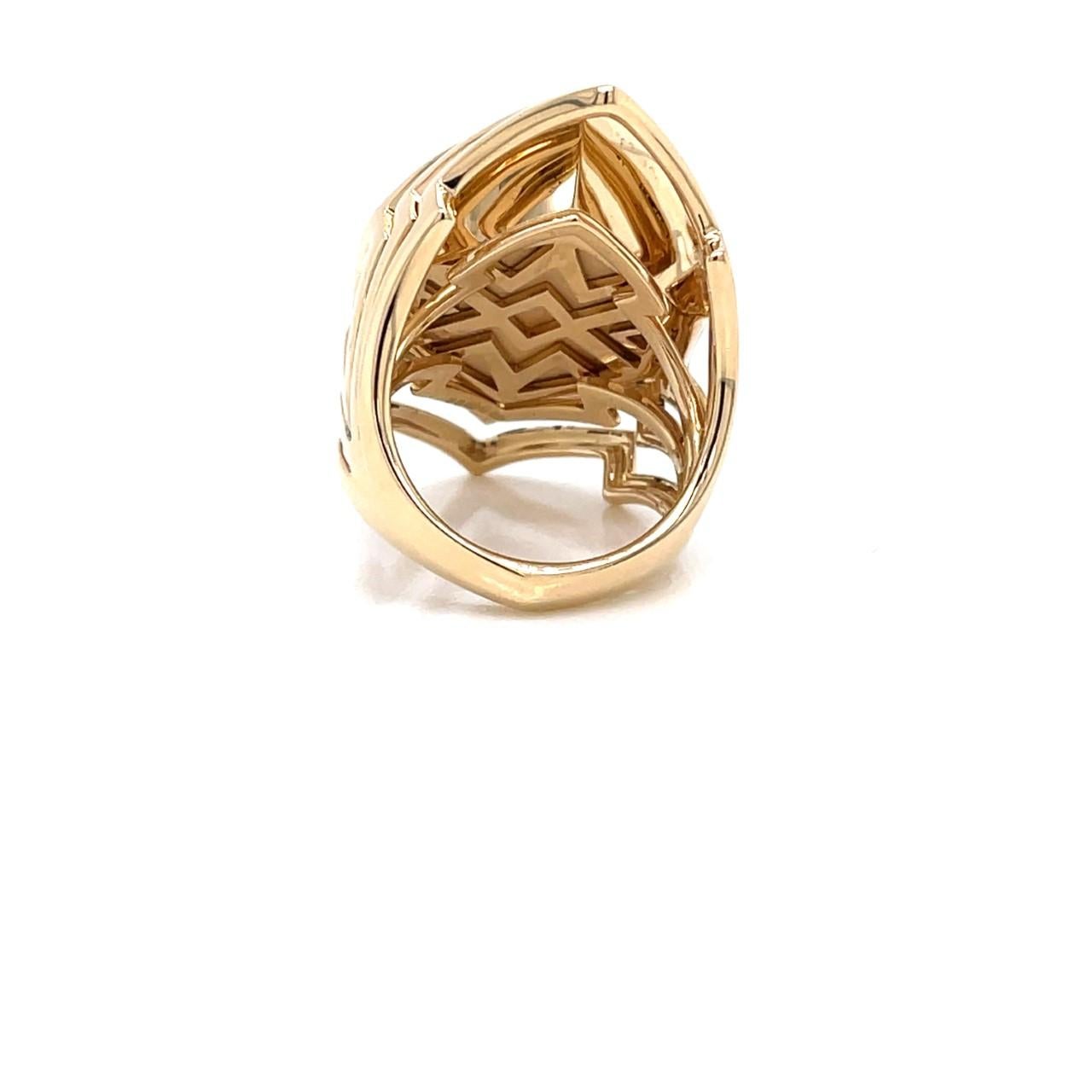 Women's Stephen Webster Stardust Ring 18k Yellow Gold Clear Crystal Over Mother of Pearl