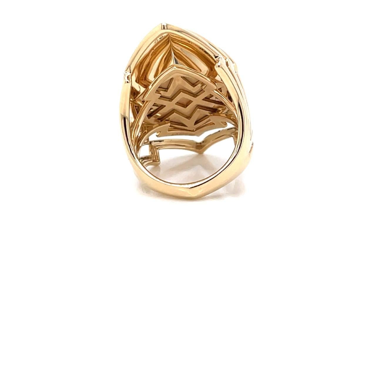 Stephen Webster Stardust Ring 18k Yellow Gold Clear Crystal Over Mother of Pearl 1