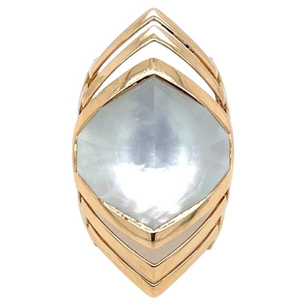 Stephen Webster Stardust Ring 18k Yellow Gold Clear Crystal Over Mother of Pearl