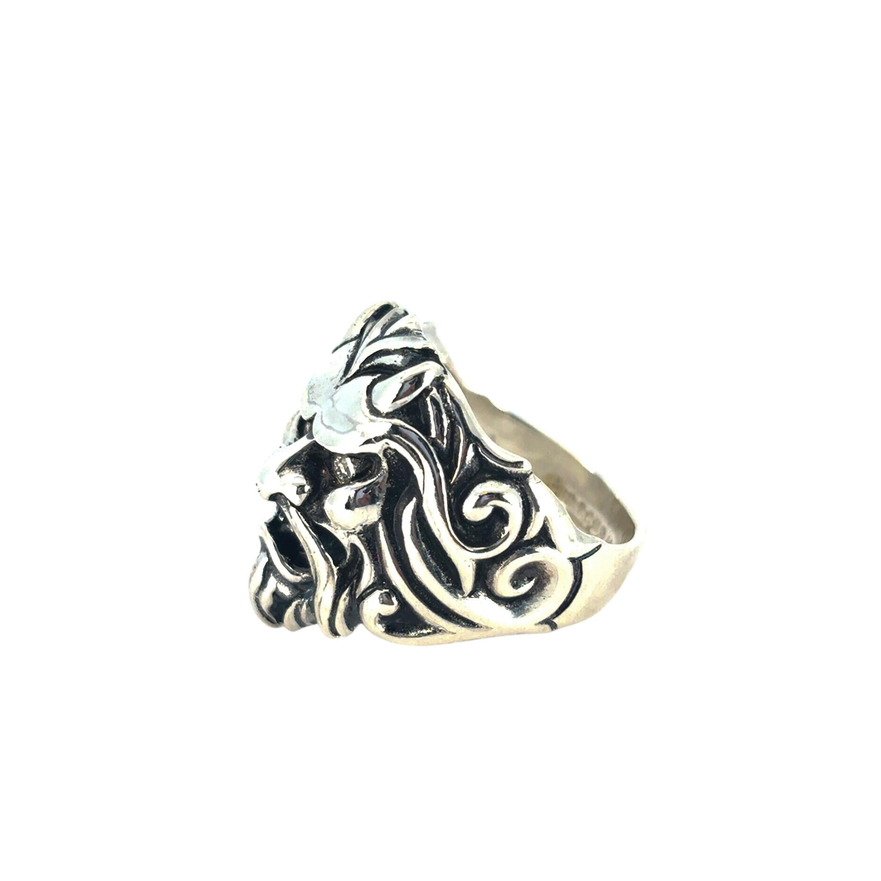 Stephen Webster Sterling Silver Japanese Warrior Mask with Diamonds Ring 4