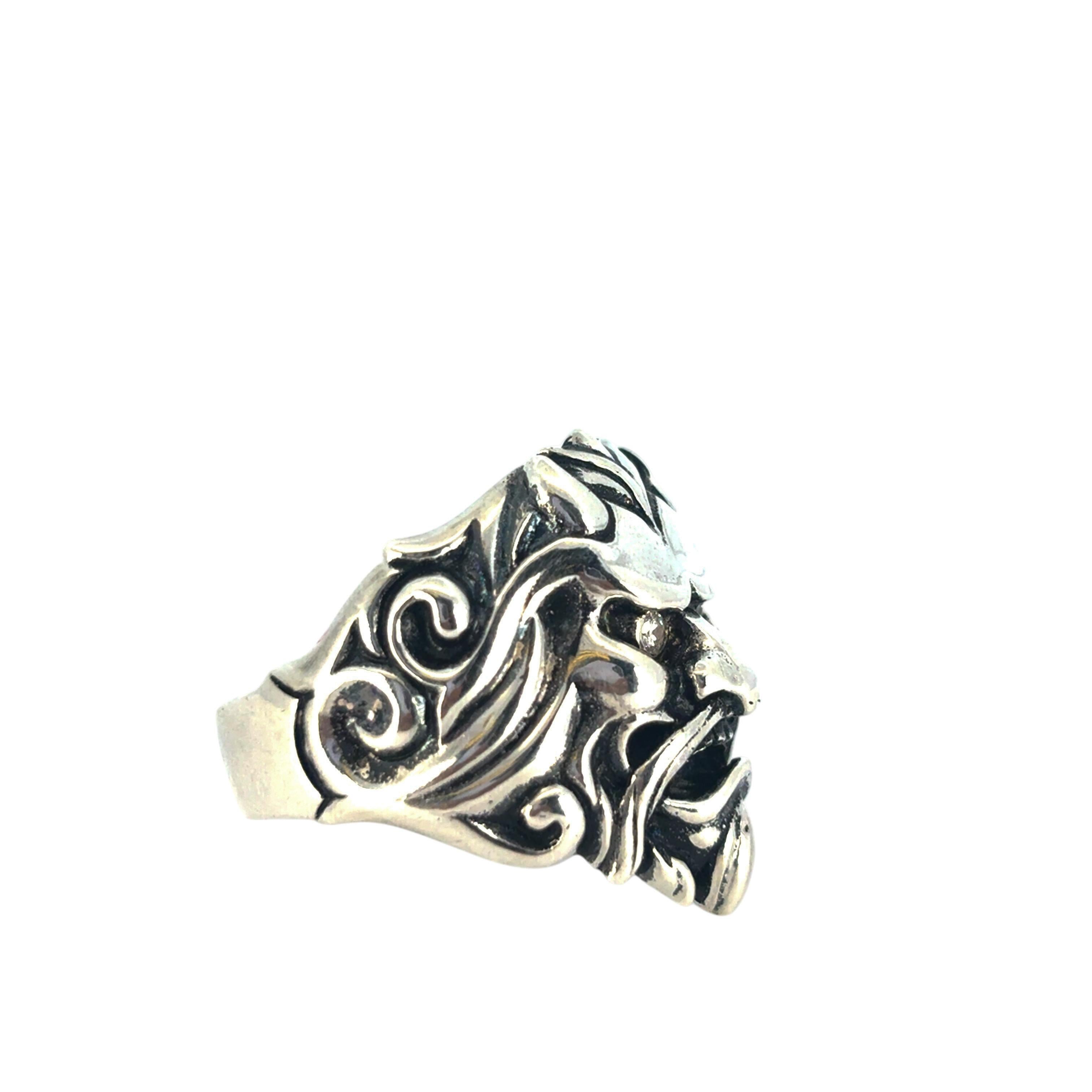 Women's or Men's Stephen Webster Sterling Silver Japanese Warrior Mask with Diamonds Ring