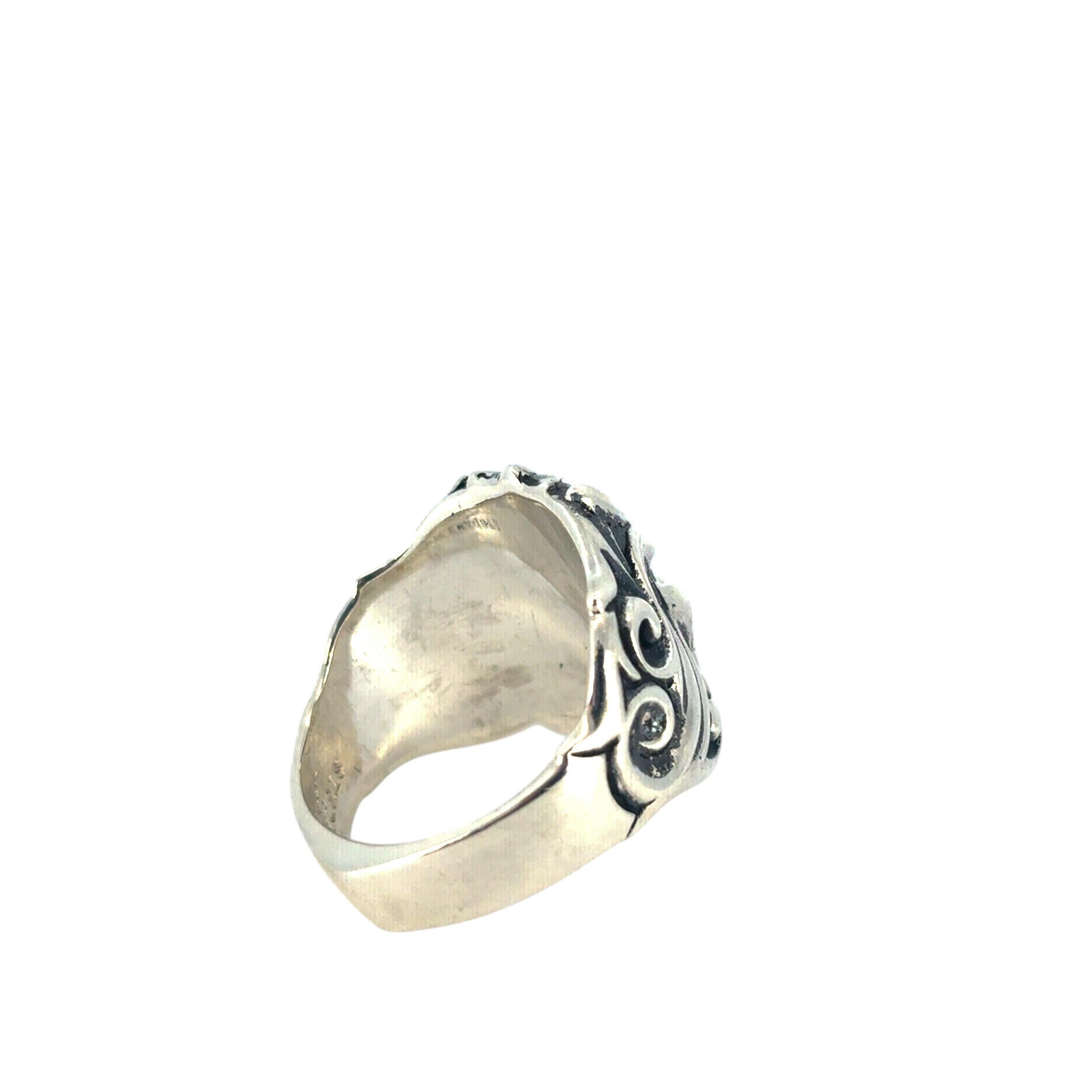 Stephen Webster Sterling Silver Japanese Warrior Mask with Diamonds Ring 1