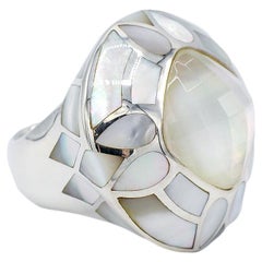 Stephen Webster Sterling Silver Quartz & Mother of Pearl Dome Cocktail Ring