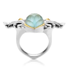 Stephen Webster Superstud Baroque Gold Tone Silver Cat's Eye and Quartz Ring