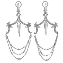 Stephen Webster Superstud Baroque Silver and 14 Karat Gold Diamond Earrings