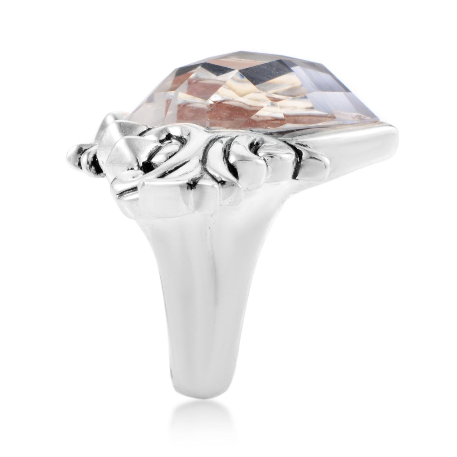 Mixed Cut Stephen Webster Superstud Baroque Sterling Silver Cat's Eye and Quartz Ring For Sale