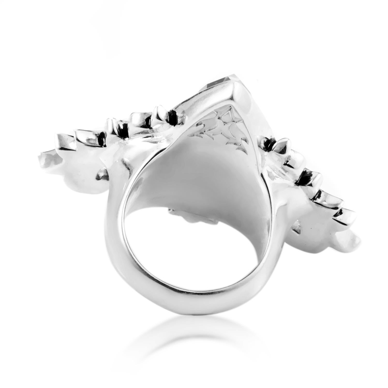 Stephen Webster Superstud Baroque Sterling Silver Cat's Eye and Quartz Ring In New Condition For Sale In Southampton, PA