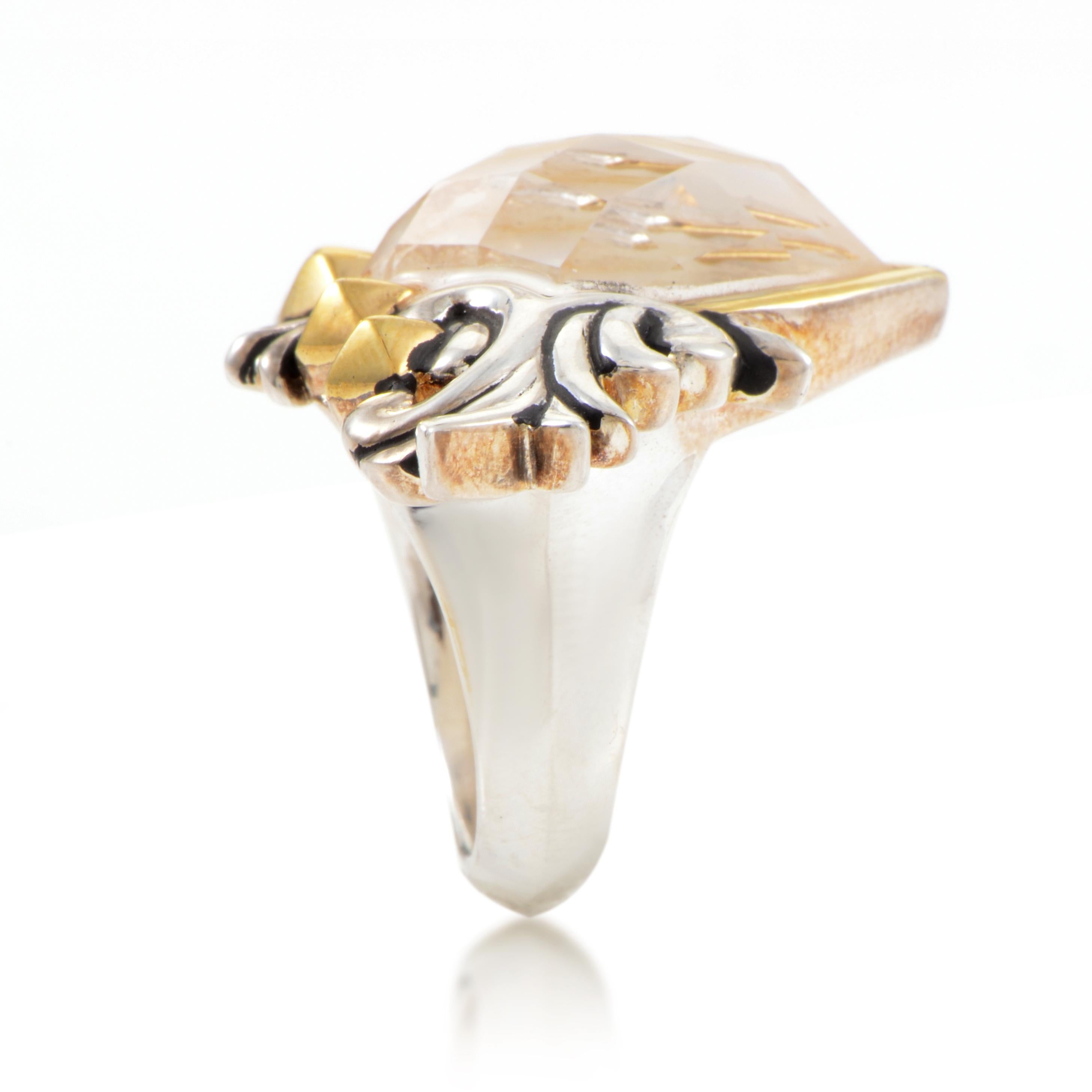 Stephen Webster Superstud Barock Sterling Silber Perlmutt & Quarz Ring (Gemischter Schliff) im Angebot