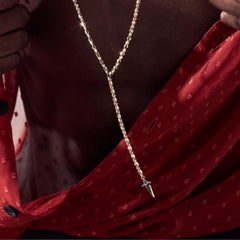 Stephen Webster Superstud Cross 18 Carat Gold Long Chain with Black Diamonds