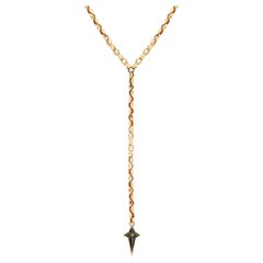 Stephen Webster Superstud Cross 18 Karat Gold Lange Kette mit schwarzen Diamanten