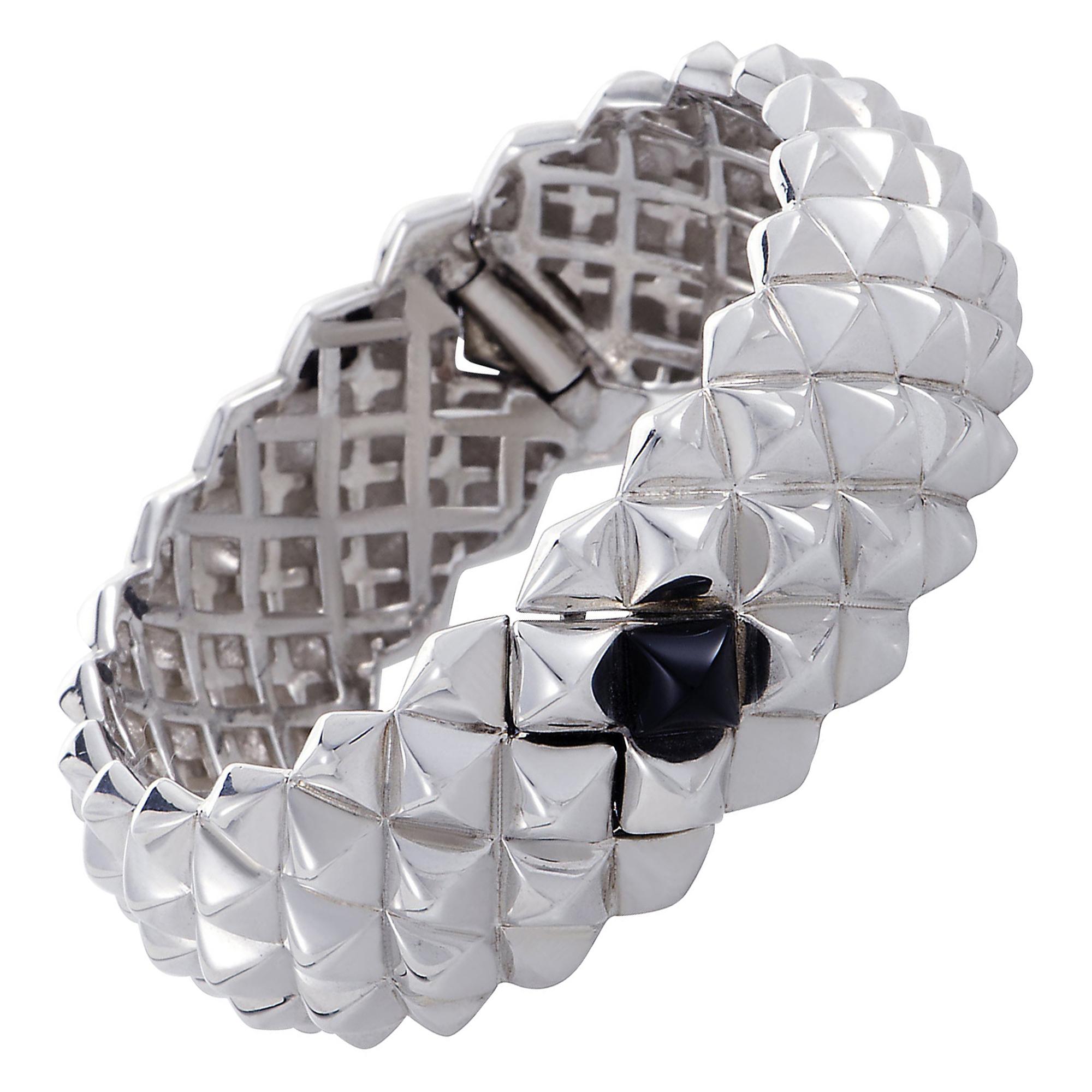 Stephen Webster Superstud Silver and Onyx Hinged Cuff Bracelet