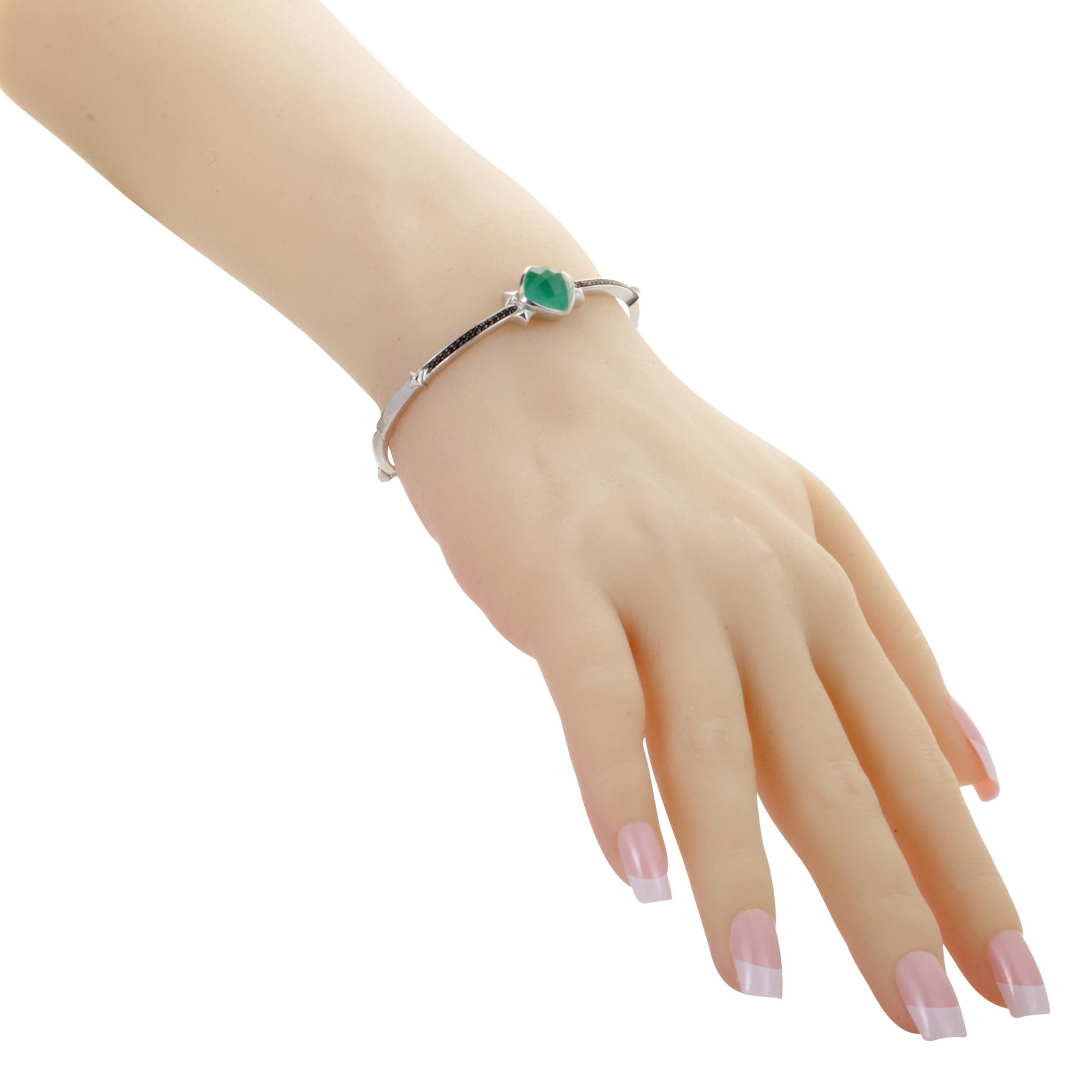 Mixed Cut Stephen Webster Superstud Silver Black Sapphire Chrysoprase and Quartz Bangle For Sale
