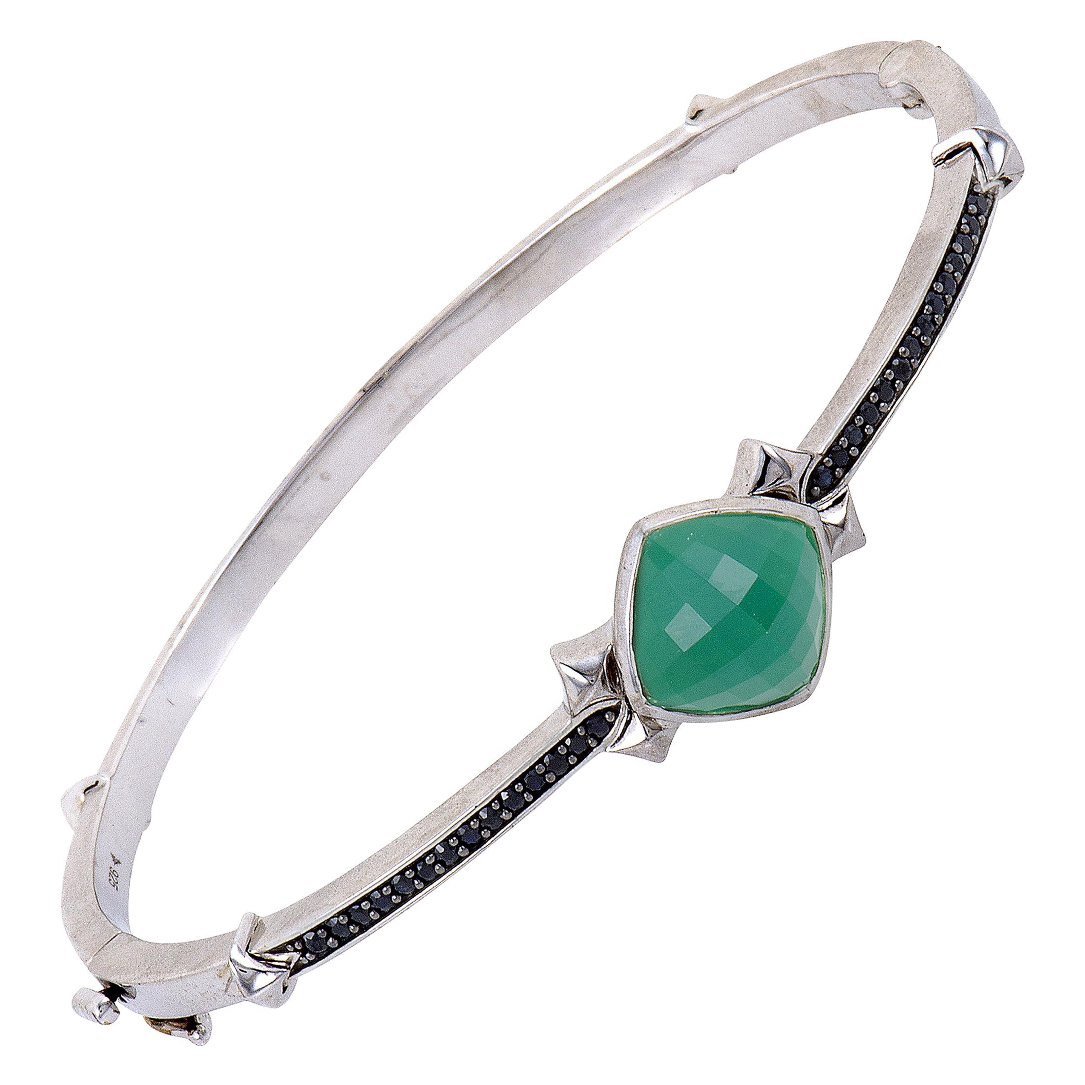 Stephen Webster Superstud Silver Black Sapphire Chrysoprase and Quartz Bangle For Sale