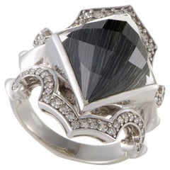 Stephen Webster Superstud Silver Diamond Cat
s Eye and Quartz Ring