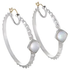 Stephen Webster Superstud Silver Mother of Pearl and Quartz Hoop Earrings