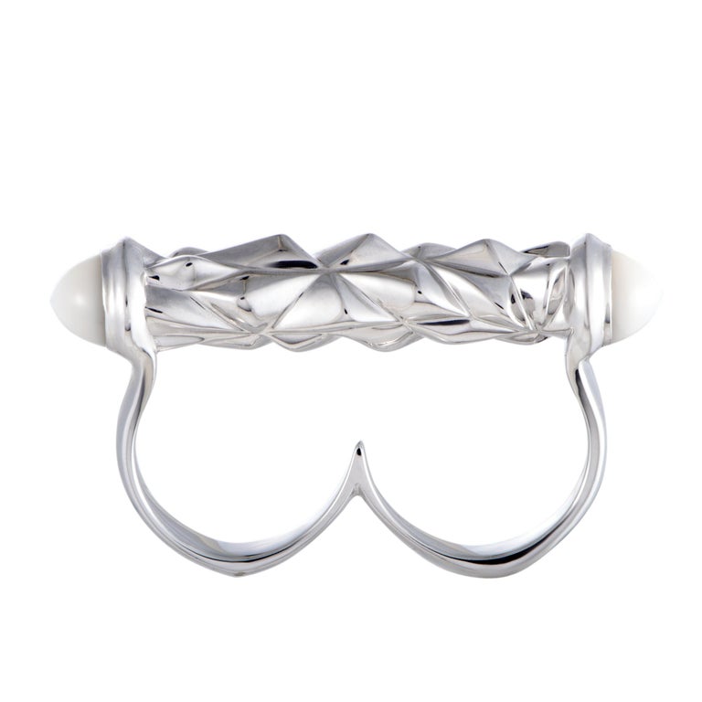 Stephen Webster Superstud Silver Mother of Pearl Two Finger Bar Ring at ...