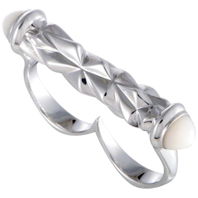 Stephen Webster Superstud Silver Mother of Pearl Two Finger Bar Ring at ...