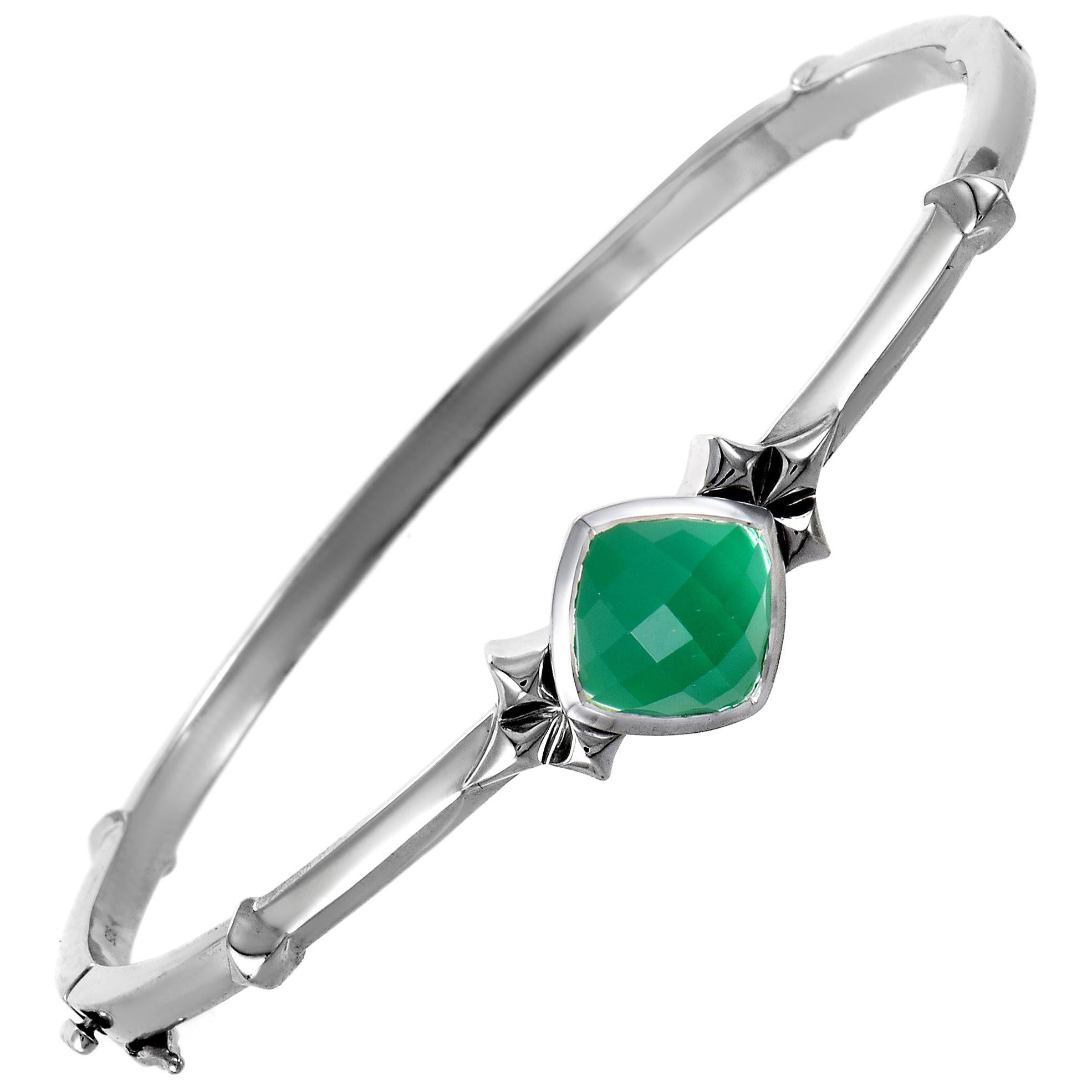 Stephen Webster Superstud Silver Quartz and Chrysoprase Bangle Bracelet For Sale