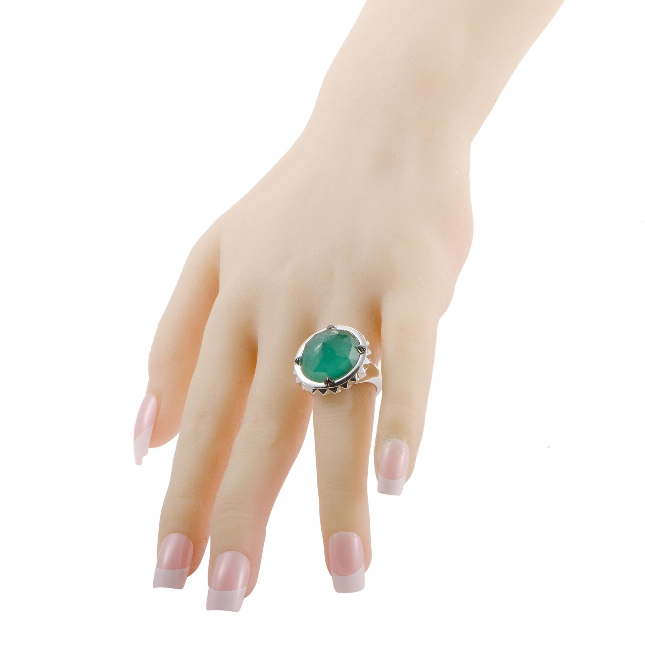 Stephen Webster Superstud Silver Sapphire Chrysoprase and Quartz Ring In New Condition In Southampton, PA