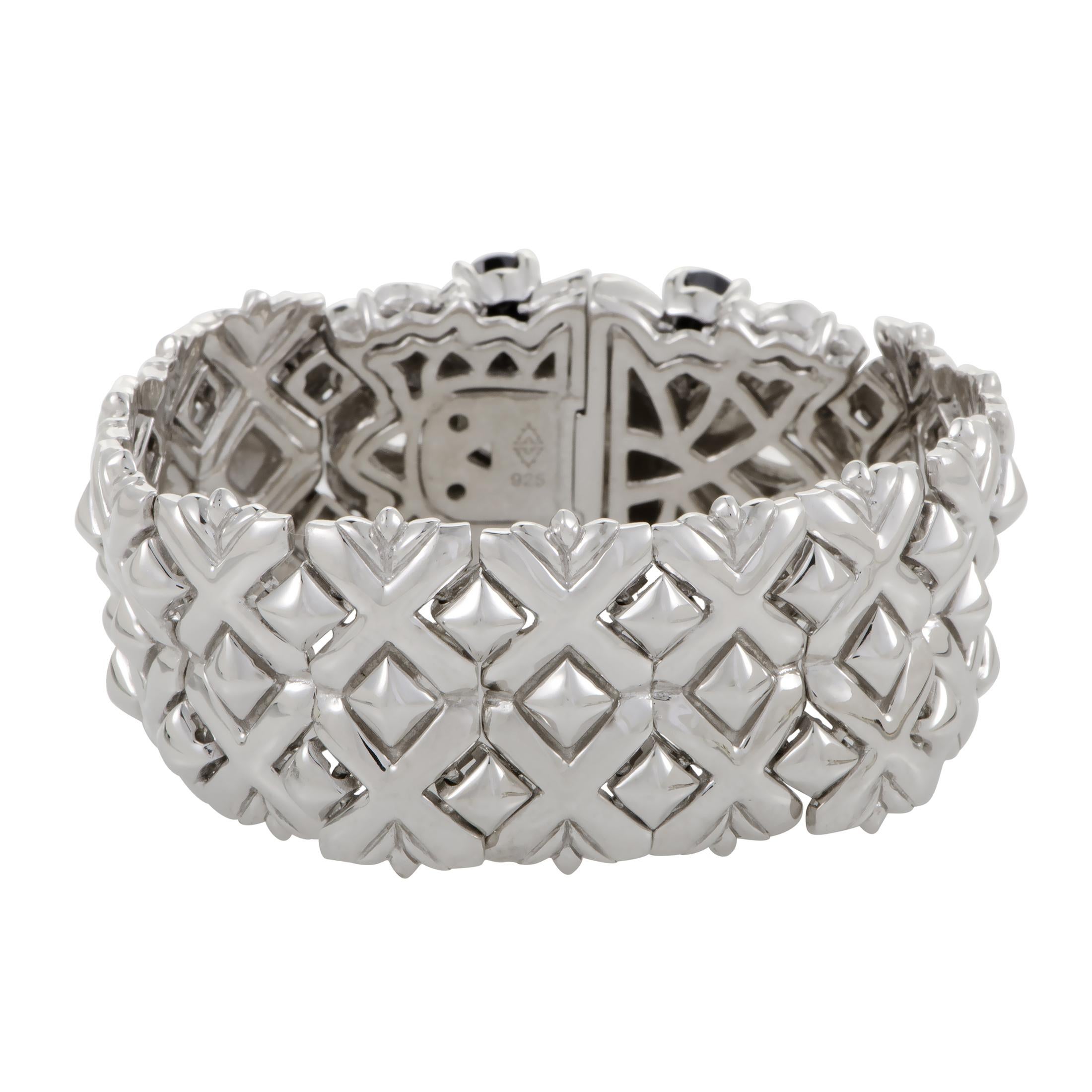 Stephen Webster Superstud Womens Silver Black Spinel and Quartz Bracelet In New Condition In Southampton, PA