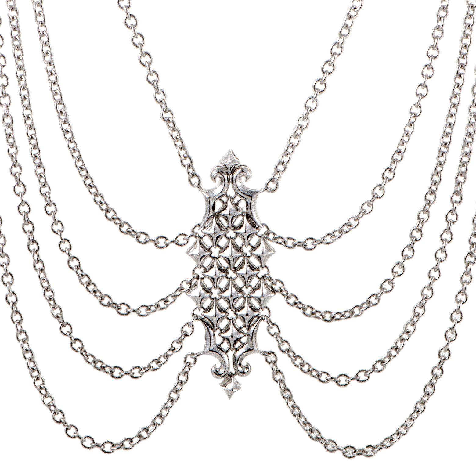 Mesmerizing, wonderfully bright and simply astonishing, this extraordinary lariat necklace from Stephen Websters Superstud collection is comprised of scintillating chains and intriguing decorations all expertly crafted from white rhodium-plated