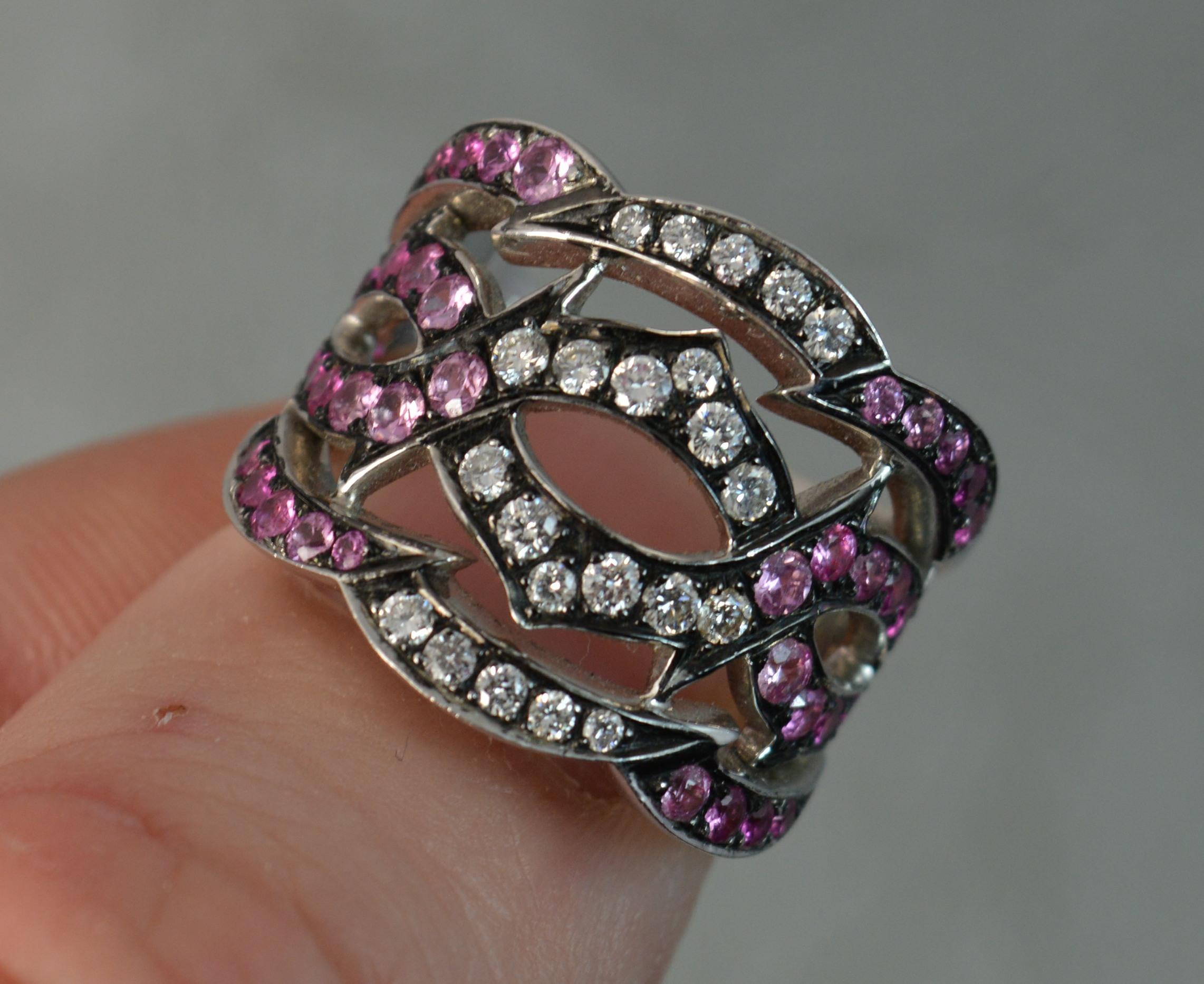 Stephen Webster Tattoo 18 Carat White Gold Pink Sapphire Diamond Cluster Ring 4