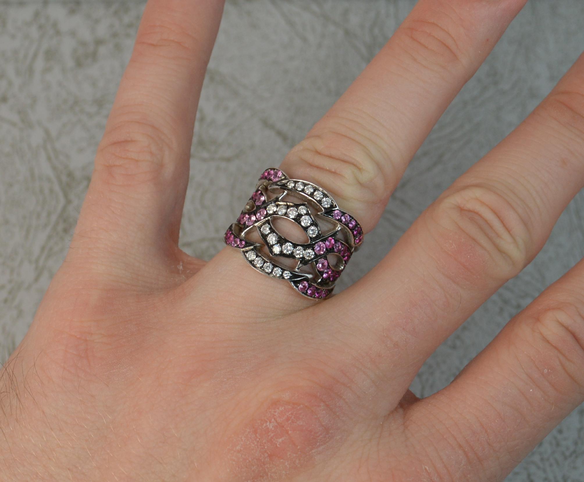 Stephen Webster Tattoo 18 Carat White Gold Pink Sapphire Diamond Cluster Ring 1