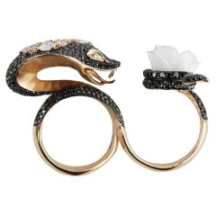 Stephen Webster Tempation Of Eve 18k Rose Gold Cobra And Lotus Double Ring