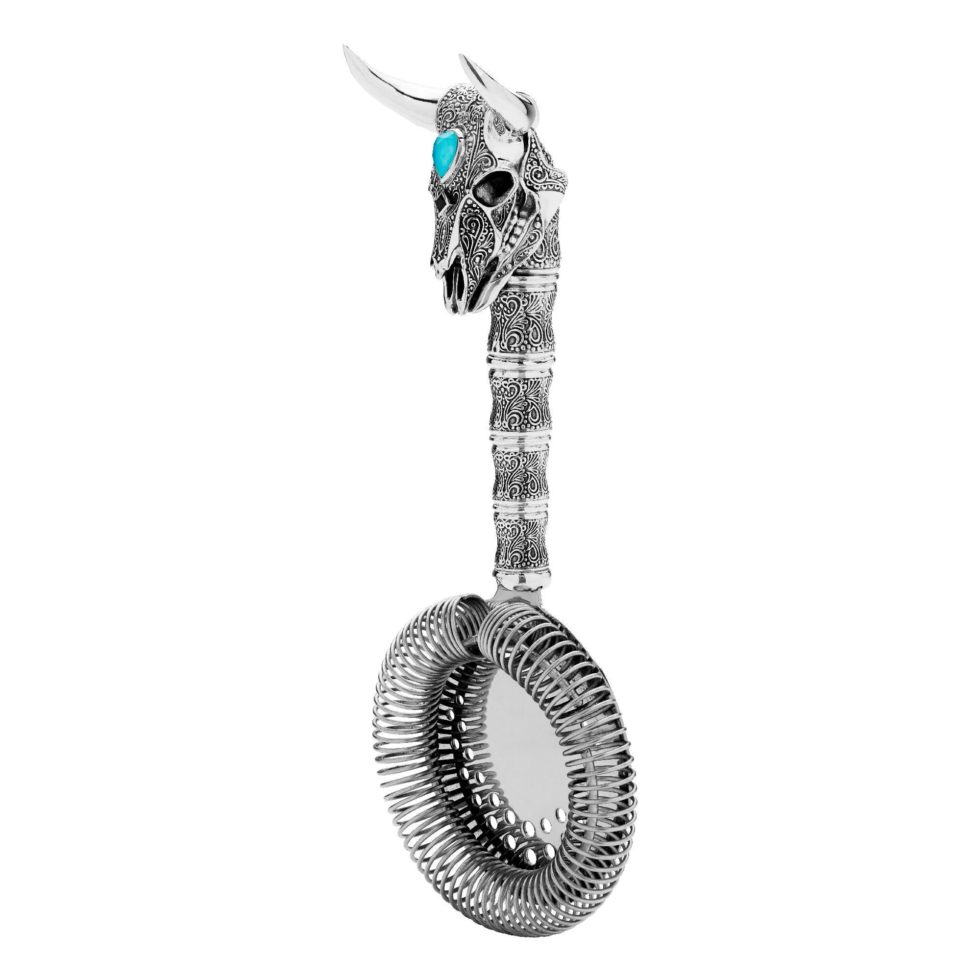 Stephen Webster Tequila Lore Cow Cocktail Strainer with Turquoise Crystal Haze For Sale