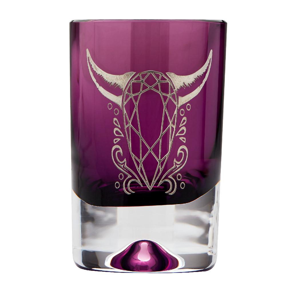 ‘Tequila Lore’ is a set of bold and eye-catching bar accessories that celebrates Mexico’s culture, folklore and famous tipple—tequila.

Lead crystal shot glasses and tumblers in either smoke or amethyst-coloured glass, handmade in the UK, also