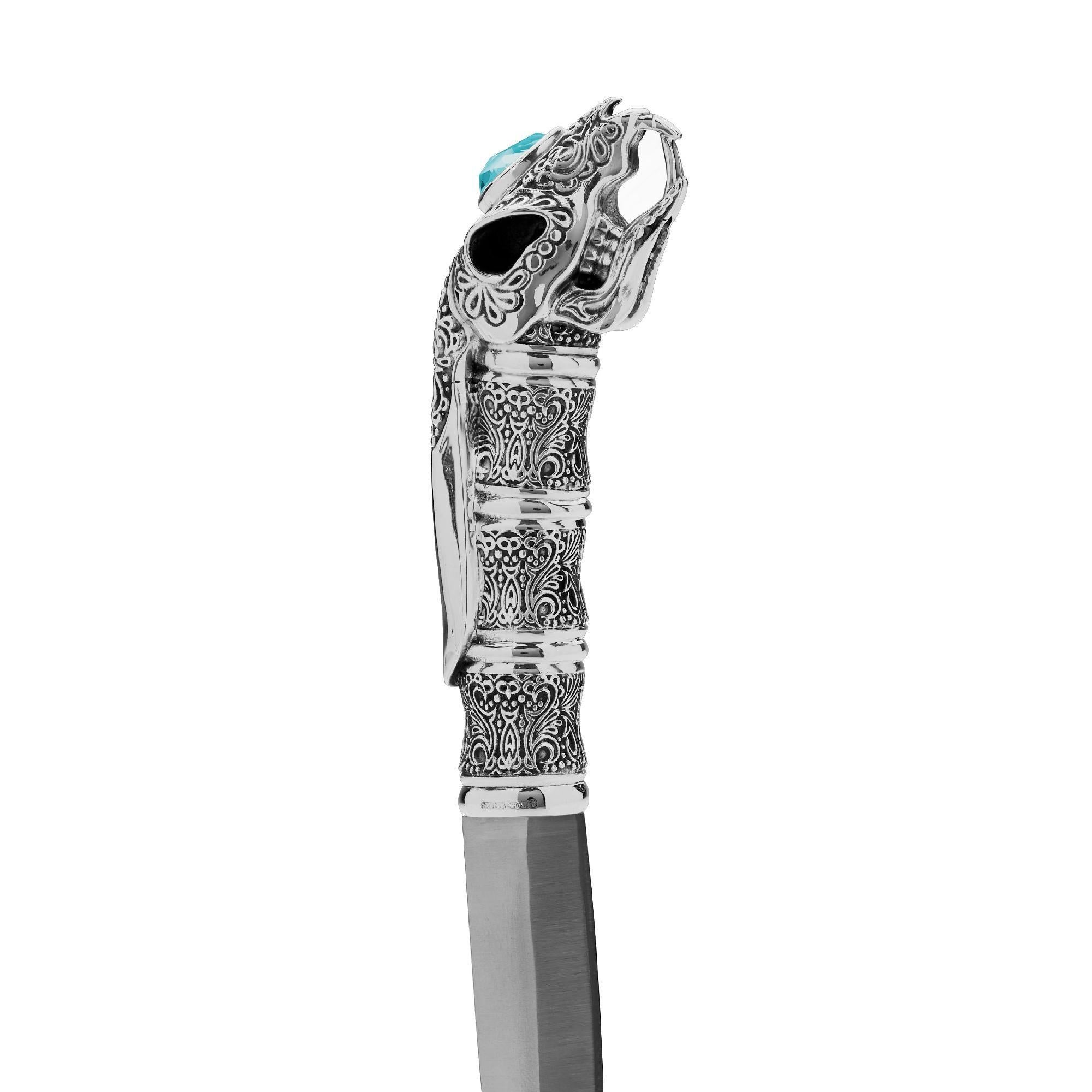 British Stephen Webster Tequila Lore Rabbit Silver Knife with Turquoise Crystal Haze For Sale