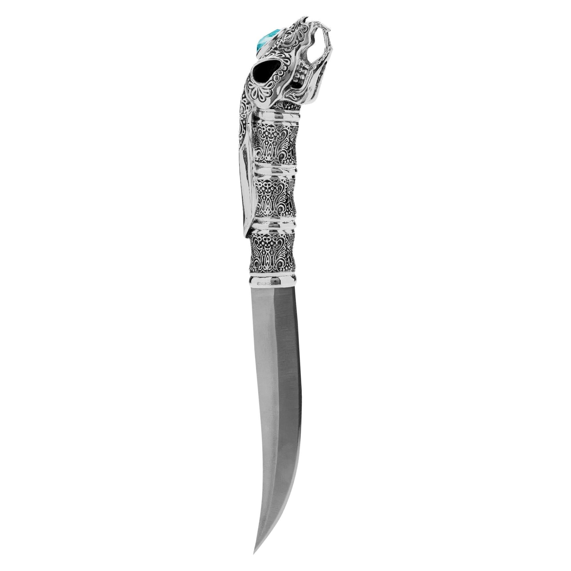 Couteau en argent lapin Tequila Lore avec Haze en cristal turquoise de Stephen Webster