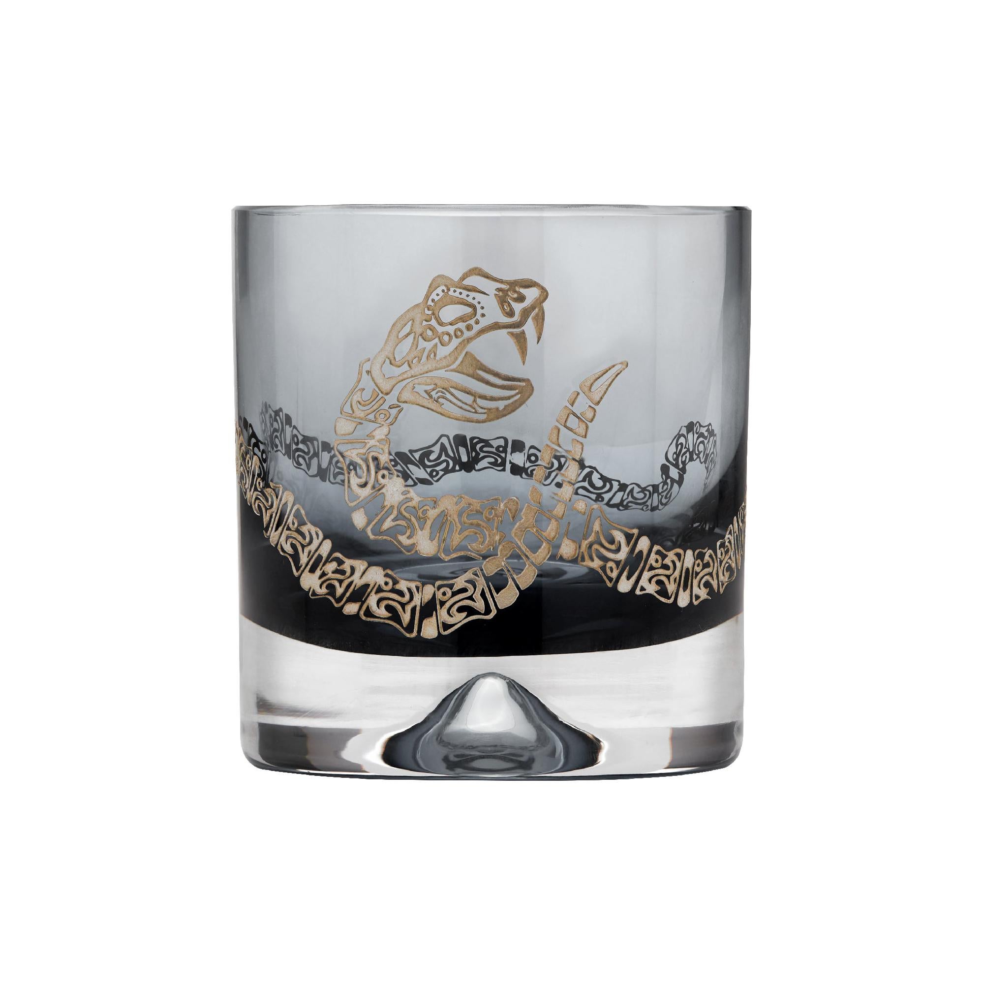 Stephen Webster Tequila Lore Rattlesnake Engraved Smoke Tumbler - Set of 2 For Sale