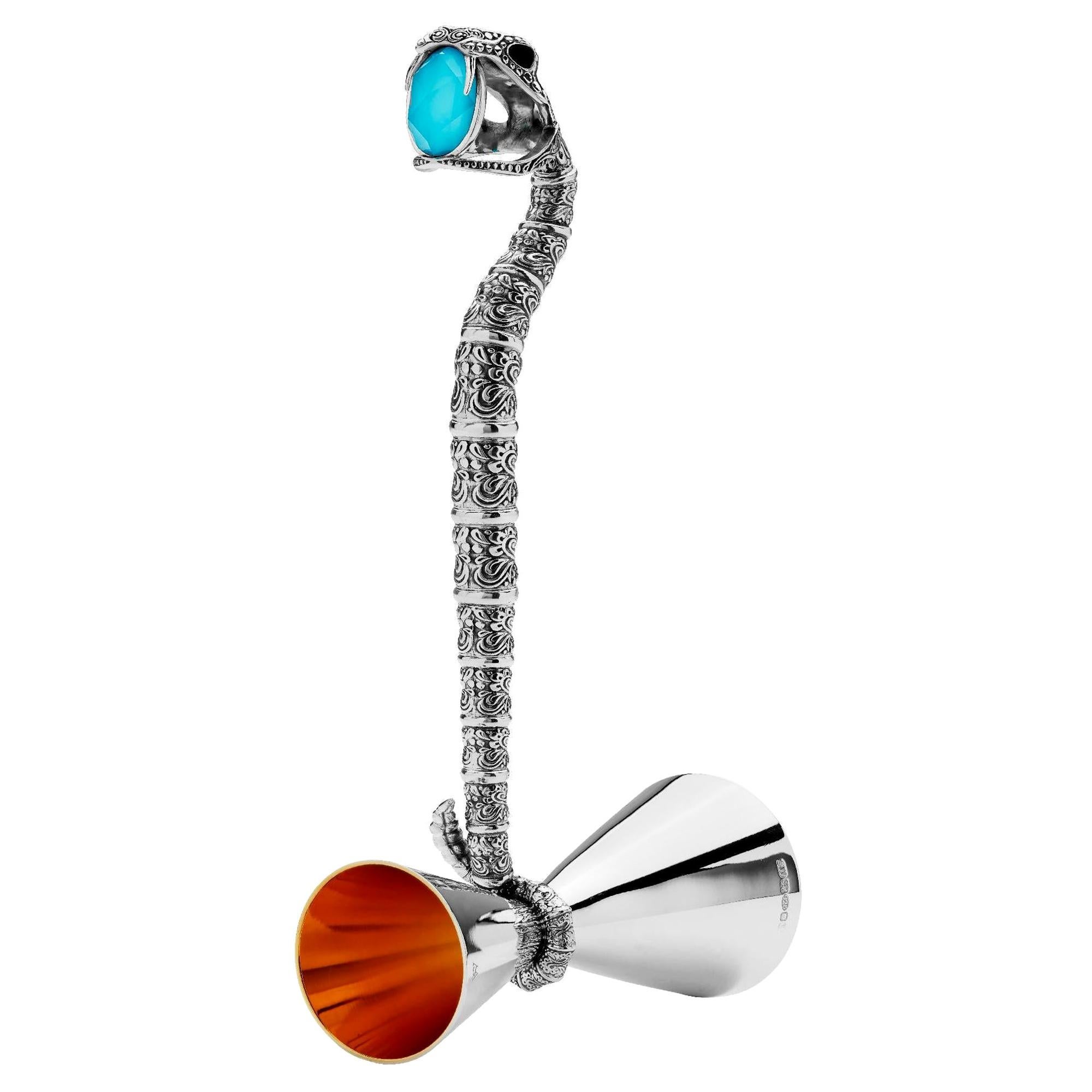 Stephen Webster Tequila Lore Snake Silver Measurer with Turquoise Crystal Haze For Sale