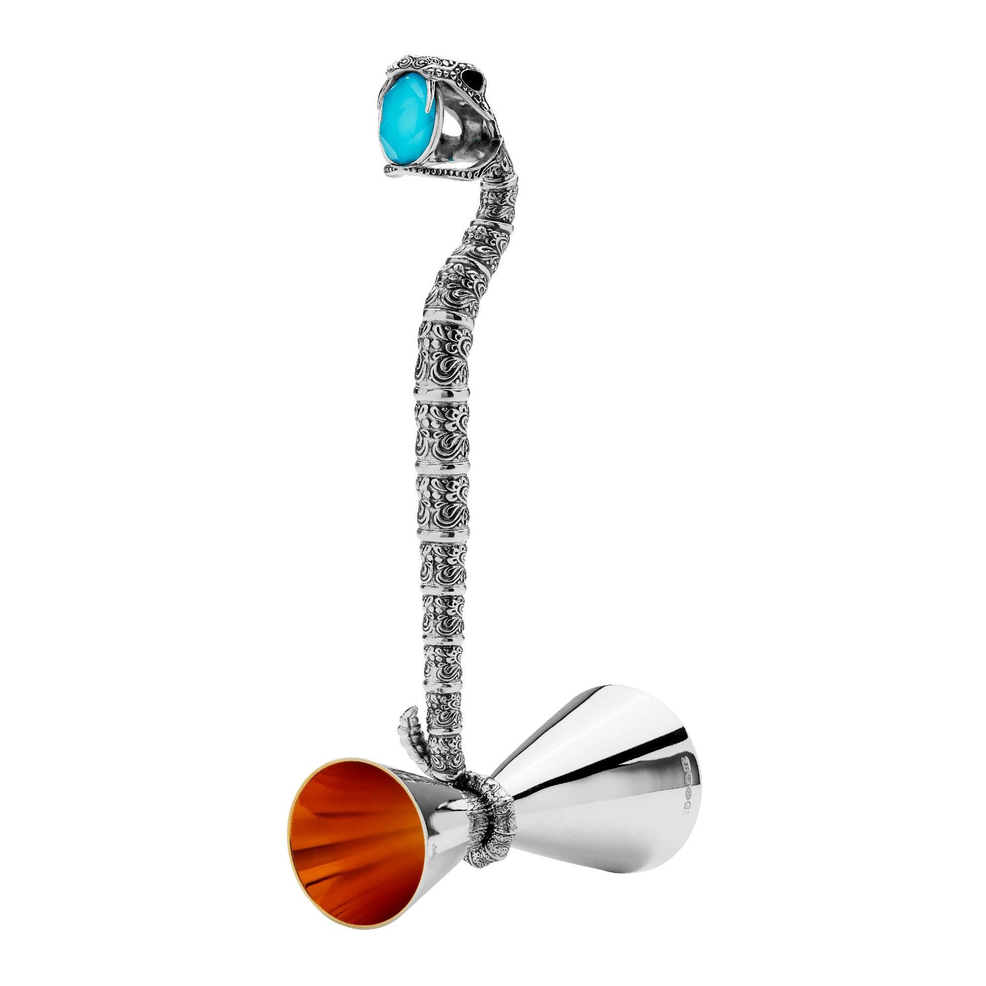 Stephen Webster Tequila Lore Snake Silver Measurer with Turquoise Crystal Haze For Sale