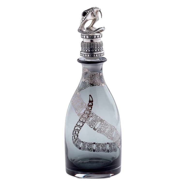 Stephen ster Tequila Lore Sterling Silver Snake Decanter For Sale at