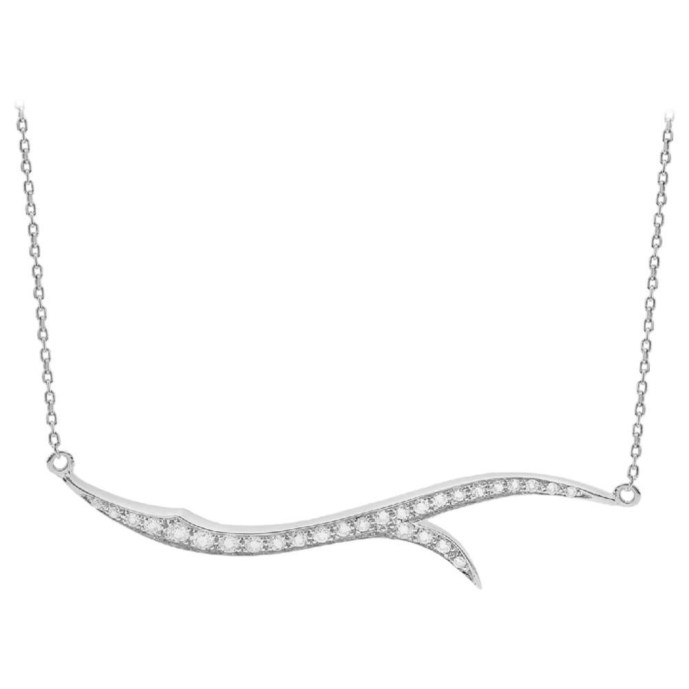 Stephen Webster Thorn 18ct White Gold and 
0.27ct
 White Diamond Stem Necklace For Sale
