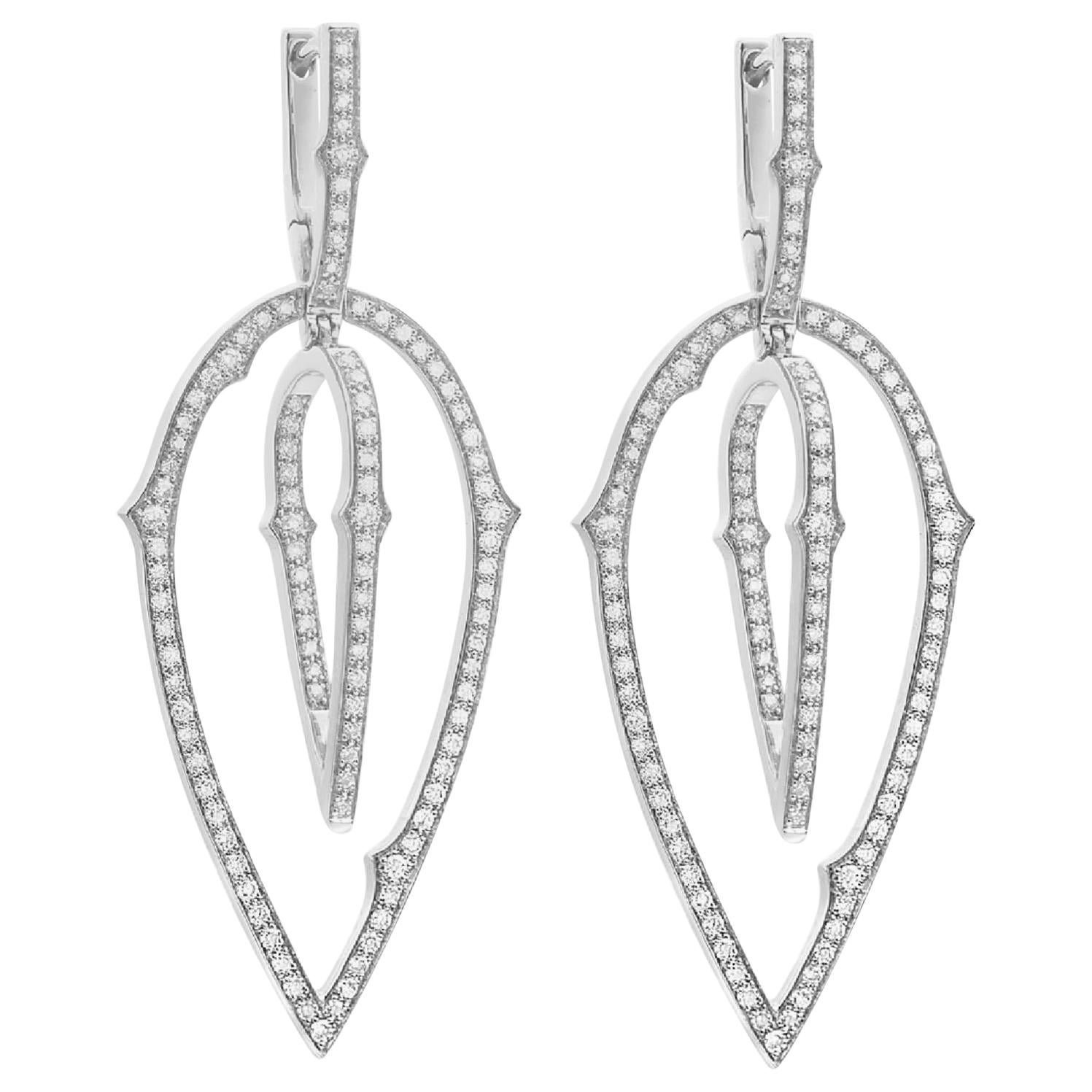 Stephen Webster Thorn 18 Carat Gold and White Diamond 3D Large Hoop Earrings For Sale