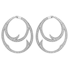 Stephen Webster Thorn 18 Carat White Gold and White Diamond Double Hoop Earrings