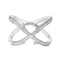 Stephen Webster Thorn 18ct White Gold and White Diamond Stem Crossover Band Ring