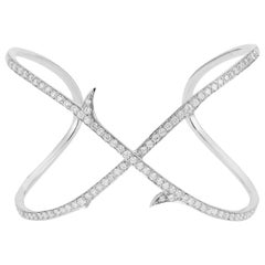 Stephen Webster Thorn 18 Carat White Gold and White Diamond Stem Crossover Cuff