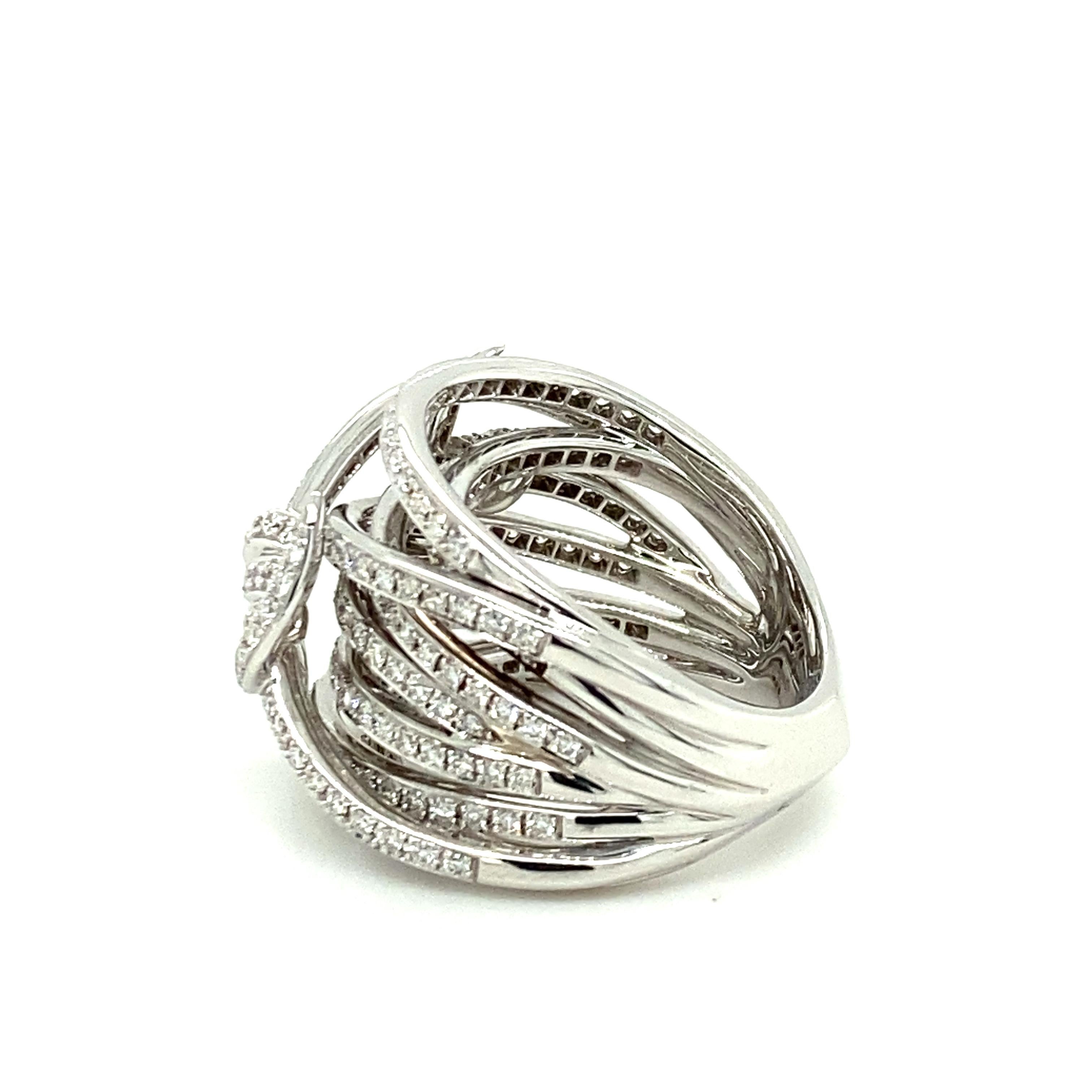 Artist Stephen Webster Thorn Bandeau Ring with Diamonds in 18 Karat White Gold